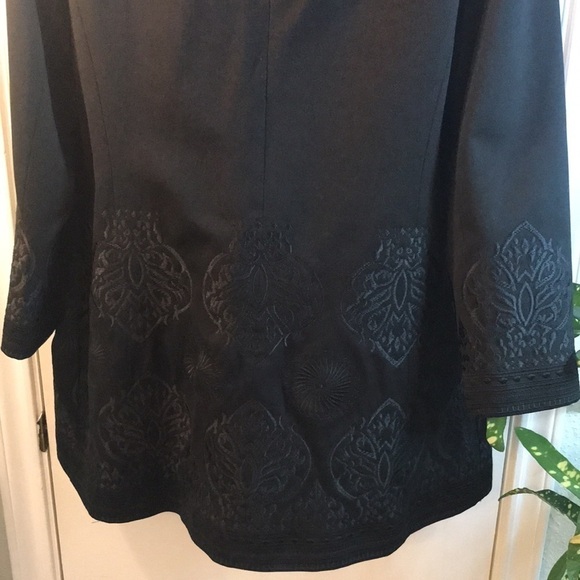 Peter Nyjard Black Embroidered Longline Coat Size 12 - Picture 1 of 16